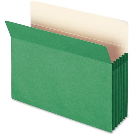 Smead Straight Tab Cut Letter Recycled File Pocket - 8 1/2" x 11" - 5 1/4" Expansion - Top Tab Location - Green - 10% Recycled -