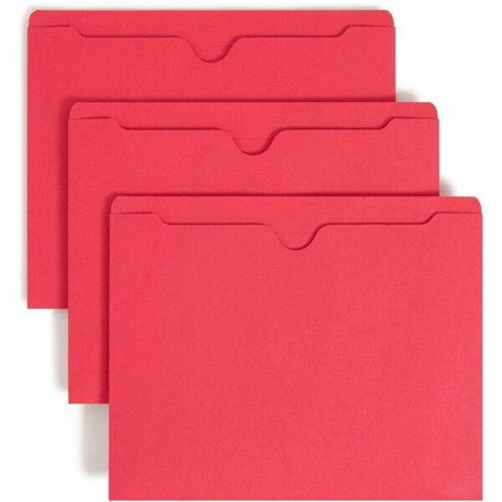 Smead Colored Straight Tab Cut Letter Recycled File Jacket - 8 1/2" x 11" - Red - 10% Recycled - 100 / Box