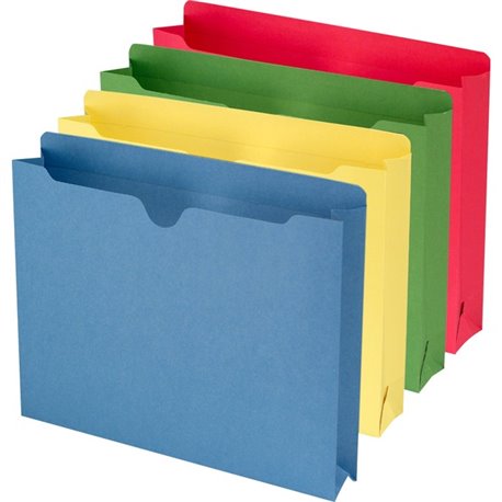 Smead Colored Straight Tab Cut Letter Recycled File Jacket - 8 1/2" x 11" - 2" Expansion - Blue, Green, Red, Yellow - 10% Recycl