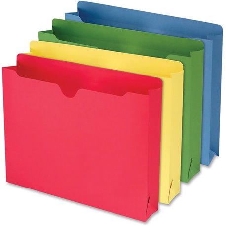 Smead Colored Straight Tab Cut Letter Recycled File Jacket - 8 1/2" x 11" - 2" Expansion - Blue, Green, Red, White, Yellow - 10%