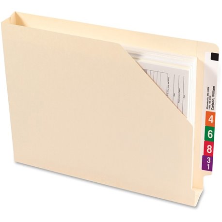 Smead Shelf-Master Straight Tab Cut Letter Recycled File Jacket - 8 1/2" x 11" - 1 1/2" Expansion - Manila - 10% Recycled - 50 /