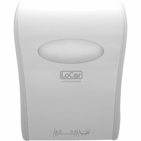 LoCor Mechanical Hands-Free Roll Dispenser - Touchless Dispenser - 10" Height x 12.4" Width x 16.8" Depth - White - Hands-free, 
