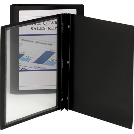 Smead Letter Report Cover - 8 1/2" x 11" - 80 Sheet Capacity - 3 x Tang Fastener(s) - Polypropylene - Black - 50 / Carton