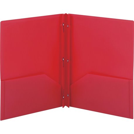 Smead Letter Fastener Folder - 8 1/2" x 11" - 180 Sheet Capacity - 2 x Double Tang Fastener(s) - 2 Inside Back Pocket(s) - Red -