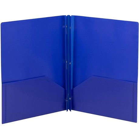 Smead Letter Fastener Folder - 8 1/2" x 11" - 180 Sheet Capacity - 2 x Double Tang Fastener(s) - 2 Inside Back Pocket(s) - Blue 