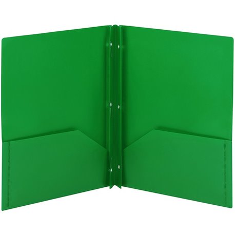 Smead Letter Fastener Folder - 8 1/2" x 11" - 180 Sheet Capacity - 2 x Double Tang Fastener(s) - 2 Inside Back Pocket(s) - Green