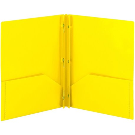 Smead Letter Fastener Folder - 8 1/2" x 11" - 180 Sheet Capacity - 2 x Double Tang Fastener(s) - 2 Inside Back Pocket(s) - Yello