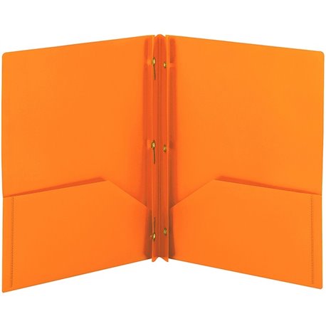 Smead Letter Fastener Folder - 8 1/2" x 11" - 180 Sheet Capacity - 2 x Double Tang Fastener(s) - 2 Inside Back Pocket(s) - Orang