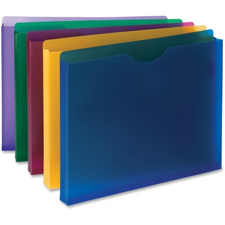 Smead Straight Tab Cut Letter File Jacket - 1" Folder Capacity - 8 1/2" x 11" - 1" Expansion - Blue, Red, Yellow, Green, Purple 