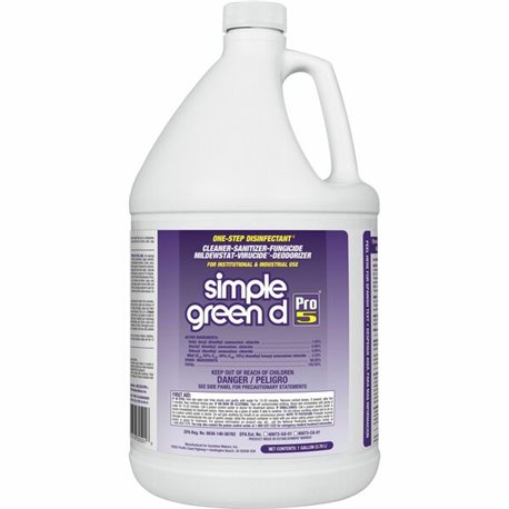 Simple Green D Pro 5 One-Step Disinfectant - Concentrate - 128 fl oz (4 quart) - 1 Each - Disinfectant, Unscented, Dye-free - Cl