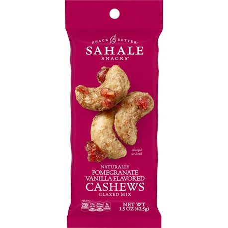 Sahale Snacks Pomegranate/Vanilla Cashews Glazed Snack Mix - Non-GMO, Gluten-free - Cashew, Pomegranate, Vanilla - 1.50 oz - 18 