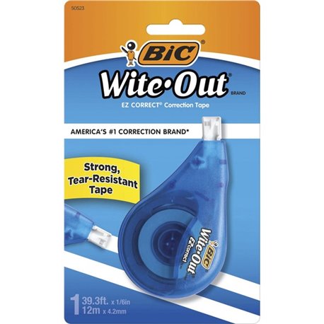 BIC Wite-Out EZ CORRECT Correction Tape - 0.20" Width x 39.40 ft Length - 1 Line(s) - White Tape - Ergonomic White Dispenser - T