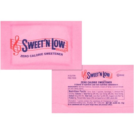 SWEET'N Low Low-Sugar Substitute Packets - Packet - Artificial Sweetener - 4/Carton - 400 Per Box