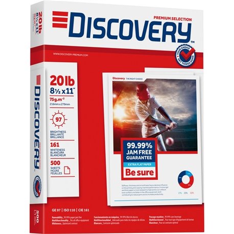 Discovery 3HP Premium Multipurpose Paper - Anti-Jam - Ultra White - 97 Brightness - Letter - 8 1/2" x 11" - 20 lb Basis Weight -