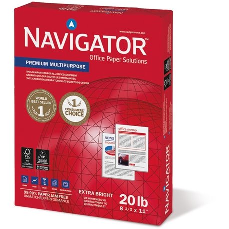 Navigator Premium Multipurpose Trusted Performance Paper - Extra Opacity - White - 97 Brightness - Letter - 8 1/2" x 11" - 20 lb