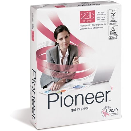 Pioneer Premium Forward-Thinking Multipurpose Paper - White - Letter - 8 1/2" x 11" - 22 lb Basis Weight - 5000 / Carton - Jam-f