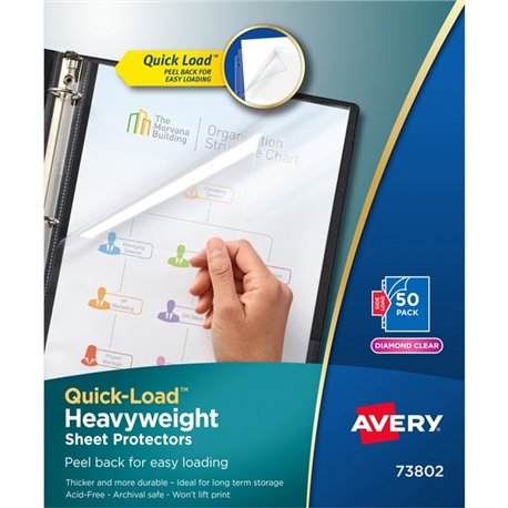 Avery Quick-Load Sheet Protectors - For Letter 8 1/2" x 11" Sheet - Clear - Polypropylene - 50 / Box