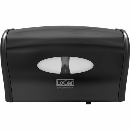 LoCor Side-By-Side Bath Tissue Dispenser - 300 x Sheet - 5.2" Height x 14.9" Width x 9.1" Depth - Black - 1 Each