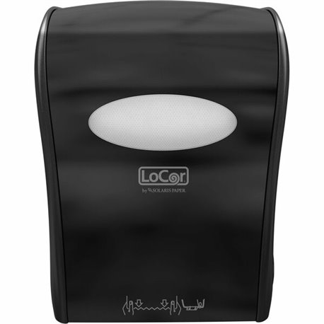 LoCor Mechanical Hands-Free Roll Dispenser - Touchless Dispenser - 10" Height x 12.4" Width x 16.8" Depth - Black - Hands-free, 