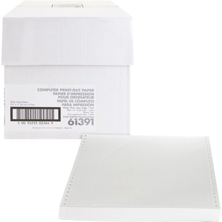 Sparco Perforated Blank Computer Paper - 8 1/2" x 11" - 20 lb Basis Weight - 2550 / Carton - Perforated - White