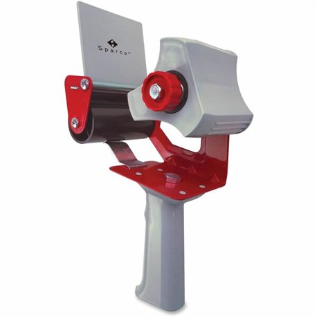 Sparco 3" Packaging Tape Dispenser - 3" Core - Ergonomic Design, Adjustable Tension Mechanism, Durable - Gray - 1 Each