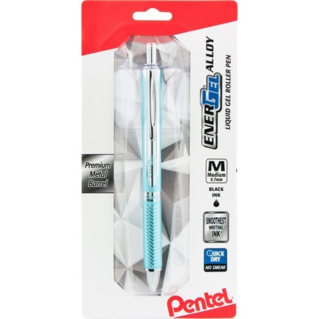 EnerGel EnerGel Alloy Gel Pen - Medium Pen Point - 0.7 mm Pen Point Size - Refillable - Retractable - Black Gel-based Ink - Alum