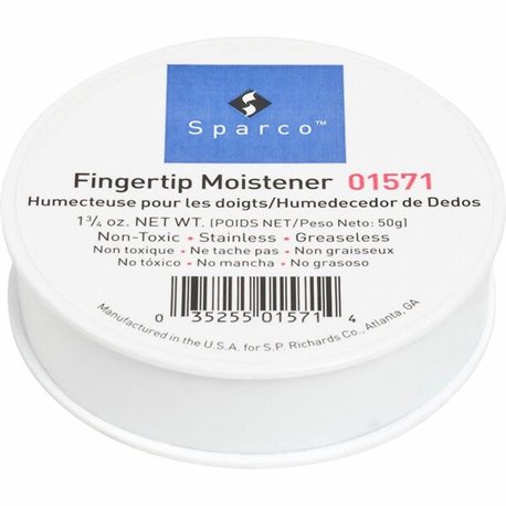 Sparco 1 3/4 Ounce Fingertip Moistener - White - Non-slip, Greaseless, Stainingless, Odorless - 1 Each