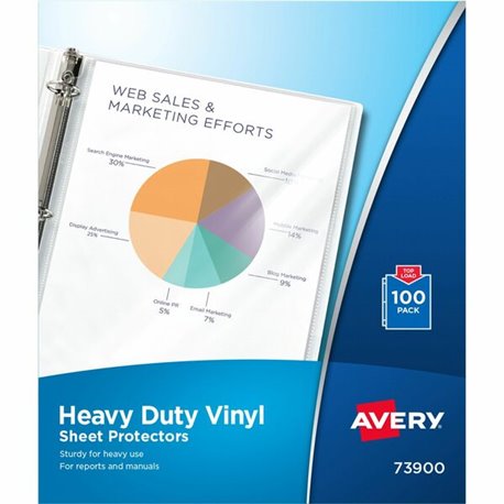 Avery Heavy-Duty Sheet Protectors - 100 x Sheet Capacity - For Letter 8 1/2" x 11" Sheet - Clear - Vinyl - 100 / Box