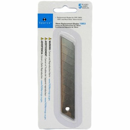 Sparco Replacement Snap-Off Blades - 4" Length x 0.71" Thickness - Straight Style - Snap-off, Durable - Steel - 5 / Pack - Silve