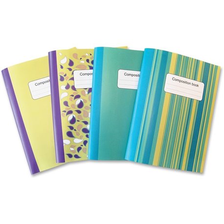 Sparco Composition Books - 80 Sheets - College Ruled - 9.75" x 7.5" - Multi-colored Cover - Sturdy Cover, Durable - 4 / Pack