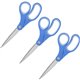 Sparco Bent Multipurpose Scissors - 8" Overall Length - Bent - Stainless Steel - Blue - 3 / Bundle