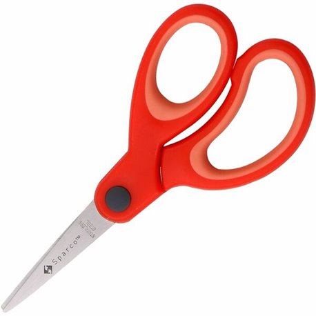 Sparco 5" Kids Pointed End Scissors - 5" Overall Length - Pointed Tip - Red - 1 Each