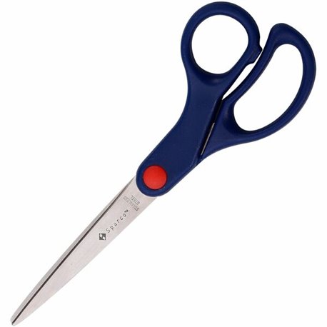 Sparco 7" Kids Straight Scissors - 7" Overall Length - Straight - Stainless Steel - Pointed Tip - Blue - 1 Each