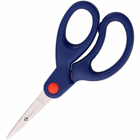 Sparco Bent Handle 5" Kids Scissors - 5" Overall Length - Stainless Steel - Pointed Tip - Blue - 1 Each