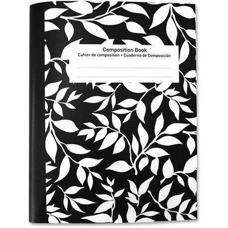 Sparco Composition Book - 80 Sheets - 15 lb Basis Weight - 7 1/2" x 10" - 9.75" - Bright White Paper - Black Marble Cover - Recy