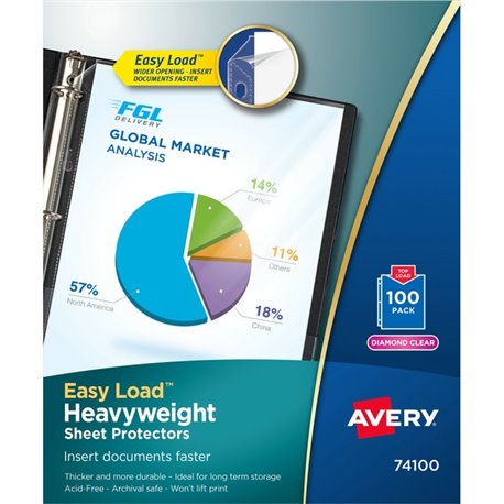 Avery Heavyweight Sheet Protectors - Acid-free, Archival-safe - 1 x Sheet Capacity - For Letter 8 1/2" x 11" Sheet - 3 x Holes -