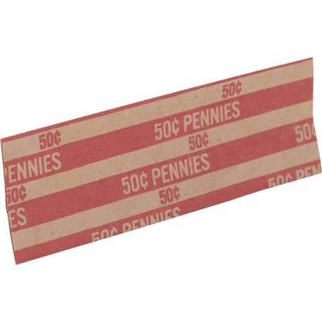 Sparco Flat Coin Wrappers - 1000 Wrap(s)Total $0.50 in 50 Coins of 1� Denomination - 60 lb Basis Weight - Kraft - Red - 1000 / P