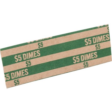 Sparco Flat Coin Wrappers - 1000 Wrap(s)Total $5.0 in 50 Coins of 10� Denomination - 60 lb Basis Weight - Kraft - Green - 1000 /