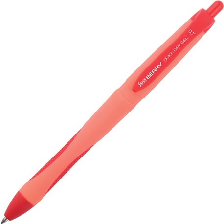 Serve Berry Quick-Dry Gel Ink Pen - Medium Pen Point - 0.7 mm Pen Point Size - Retractable - Red Gel-based Ink - Red Barrel - 1 