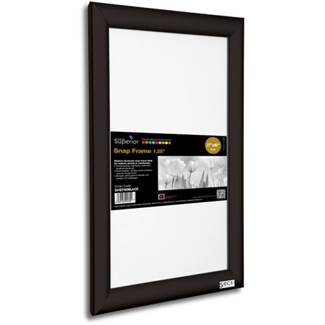 Seco Classic Snap Frame - 27" x 40" Frame Size - Rectangle - Black - 1 Each - Aluminum - Black