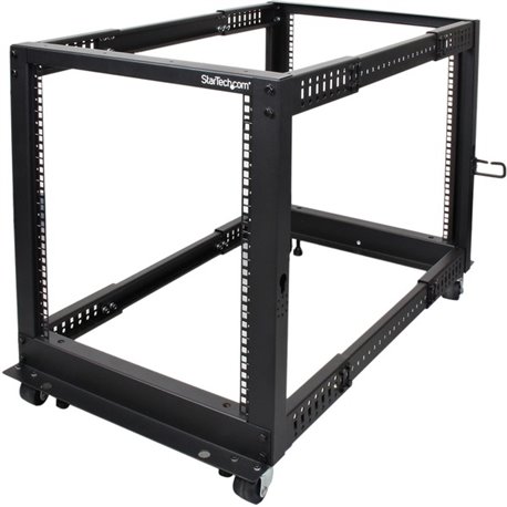 StarTech.com 4-Post 12U Mobile Open Frame Server Rack, 19" Network Rack with Casters, Rolling Rack for Computer/AV/Data/IT Equip