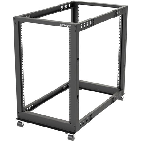 StarTech.com 4-Post 18U Mobile Open Frame Server Rack, 19" Network Rack with Casters, Rolling Rack for Computer/AV/Data/IT Equip