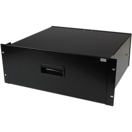 StarTech.com 4U Black Steel Storage Drawer for 19in Racks and Cabinets - 4U Black Sliding Rack Storage Drawer - Add a rugged 4U 