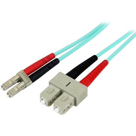 StarTech.com 10m (30ft) LC/UPC to LC/UPC OM3 Multimode Fiber Optic Cable, Full Duplex 50/125 Zipcord, 100G, LSZH Fiber Jumper Co