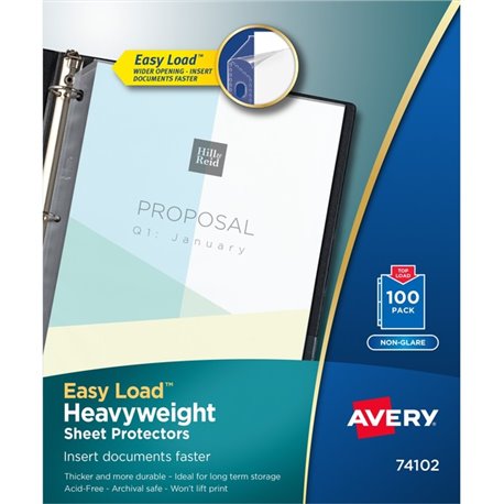 Avery Heavyweight Sheet Protectors - For Letter 8 1/2" x 11" Sheet - 3 x Holes - Ring Binder - Top Loading - Clear - Polypropyle