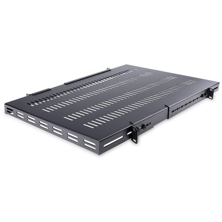 StarTech.com 1U 4-Post 19.5 to 38in Adjustable Mounting Depth Vented Rack Mount Shelf - Heavy Duty Fixed Rack Shelf - 330lbs / 1