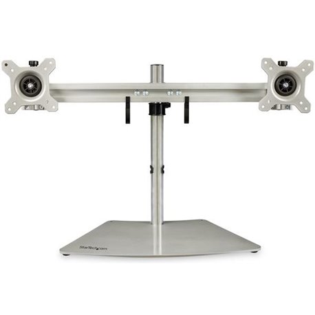 StarTech.com Dual Monitor Stand, Free Standing Desktop Pole Stand for 2x 24" (17.6lb/8kg) VESA Mount Displays, Height Adjustable