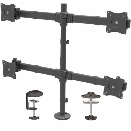 StarTech.com Desk Mount Quad Monitor Arm, 4 VESA Displays up to 27" (17.6lb/8kg), Ergonomic Height Adjustable Articulating Pole 