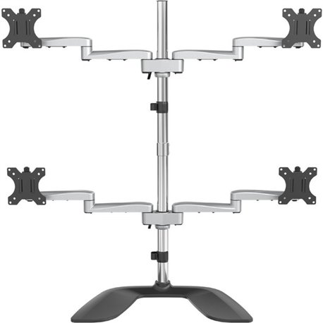 StarTech.com Quad Monitor Stand, Desktop VESA 4 Monitor Arm up to 32" (17.6lb/8kg) Screens, Ergonomic Articulating Pole Mount, A