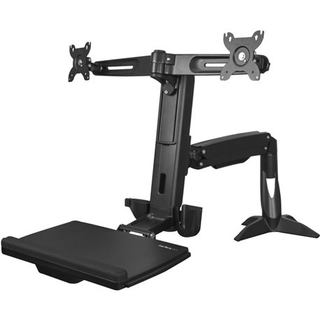 StarTech.com Sit Stand Dual Monitor Arm - Desk Mount Standing Computer Workstation 24" Displays - Adjustable Stand Up Arm w/ Key